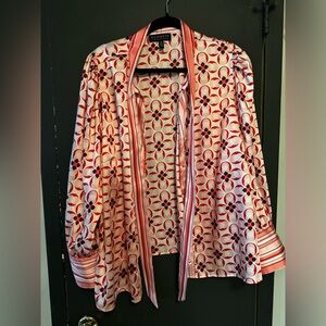 ELOQUII pink button down satin blouse